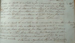 Detalhe de registro paroquial histórico
